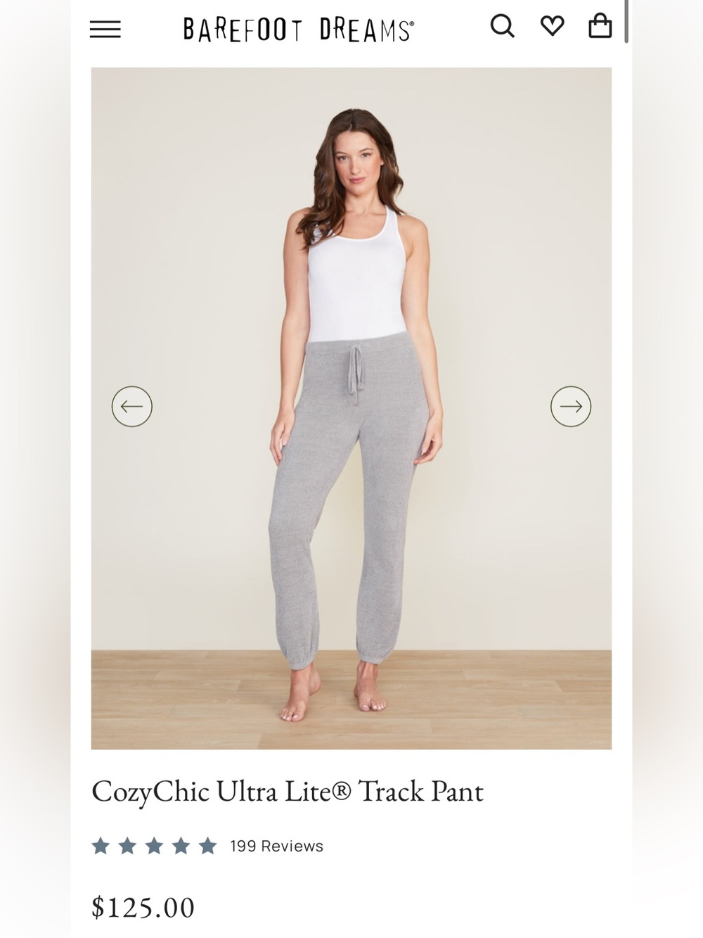 NWT Barefoot Dreams CozyChic Ultra Lite Track Jogger in Glacier Gray